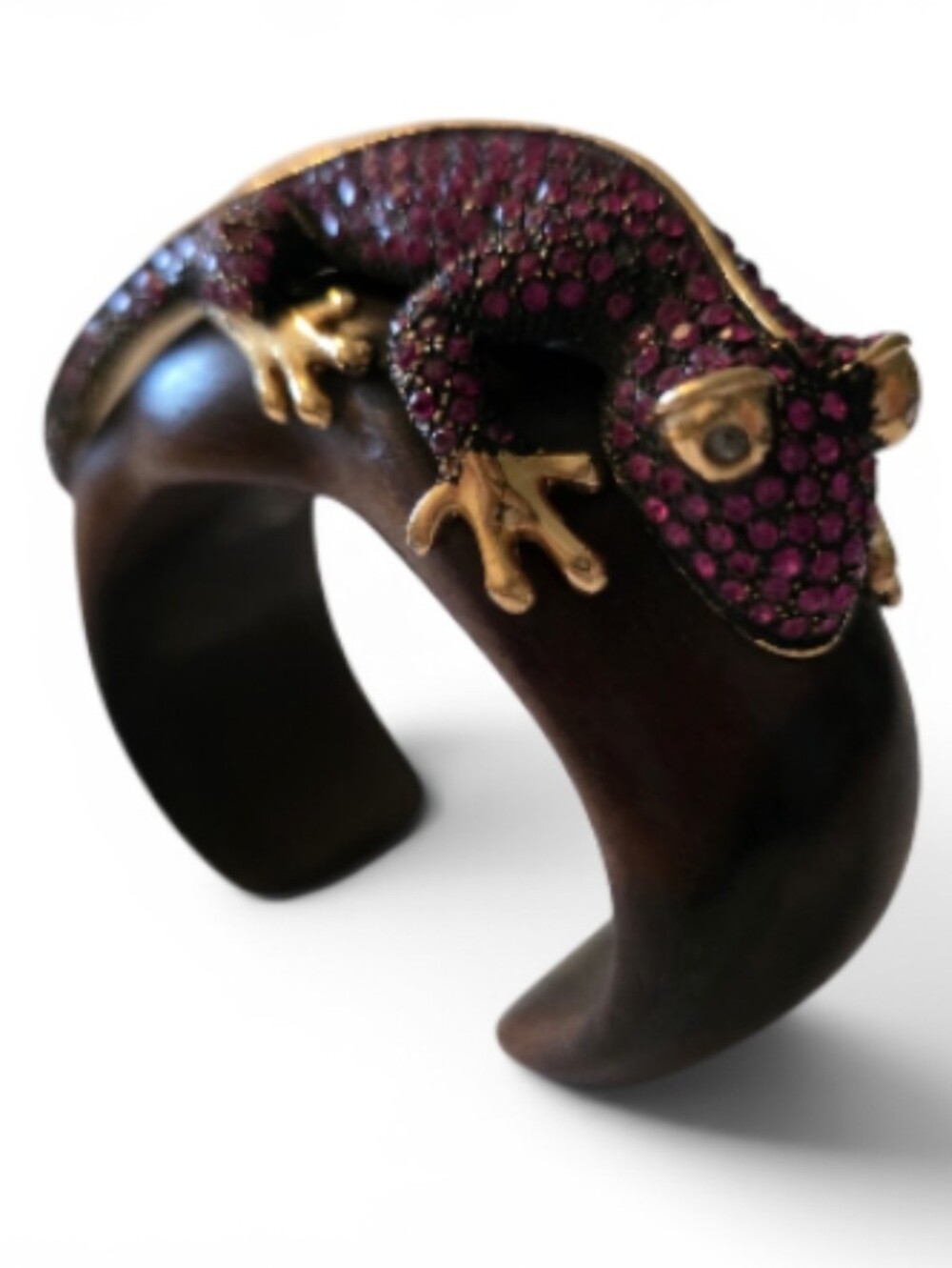 Roberto Cavalli - Gold-Tone Pink Crystal Gecko Cuff Bracelet - Picture 15 of 15